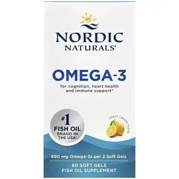 Витаминно-минеральный комплекс Nordic Naturals Омега-3, 690 мг, вкус лимона, Omega-3, 60 гелевых капсул (NOR-01760)