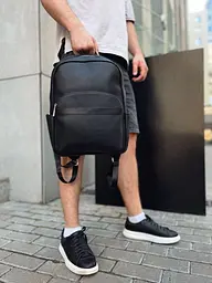Чоловічий міський шкіряний рюкзак чорний Tiding Bag 60320 - мініатюра 5