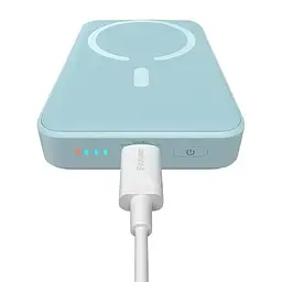 Магнітний портативний павербанк із бездротовою зарядкою Baseus Magnetic 20 W 10000 mAh для iPhone блакитний - мініатюра 5