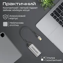 Адаптер Promate MediaLink-8K USB Type-C - HDMI (M/F) Сірий - мініатюра 4