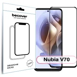 Скло захисне BeCover Nubia V70 Black (713454) - мініатюра 1