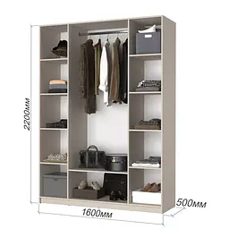 Шафа 4-дверна з антресоллю MebelStar Оскар ДСП BL-B, стандарт 160x52x260 см Дуб тахо (MBS-4998) - мініатюра 5