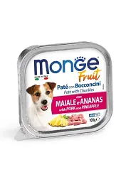 Вологий корм для собак Monge Fruit, свинина та ананас, 100 г