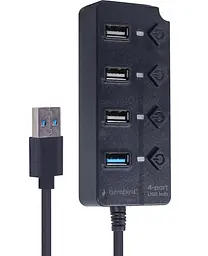 USB-Хаб Gembird 4 порти UHB-U3P1U2P3P-01, пластик, чорний (UHB-U3P1U2P3P-01) - мініатюра 4