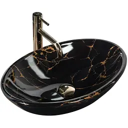 Умивальник Rea Pamela Black Marble Shiny накладний REA-U5067, Чорний