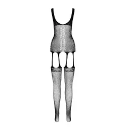 Бодістокінг Passion ECO BS007 black, з доступом, силуетний малюнок, імітація підв’язок - мініатюра 4