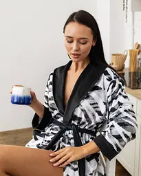 Халат жіночий з плюшевого велюру ексклюзивний Striped 18303 L-XL - мініатюра 2