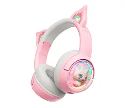 Бездротові ігрові навушники з вушками Onikuma B5 Bluetooth гарнітура з мікрофоном та RGB Pink (19116) - мініатюра 1