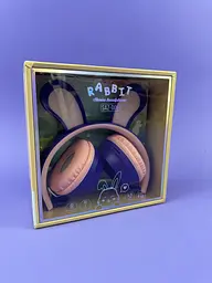 Навушники дитячі бездротові C 64095-1, фіолетові Bluetooth з заячими вушками, багатокольорове підсвічування, акумулятор 400 mAh