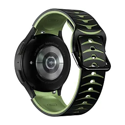 Браслет Scales для Samsung Galaxy Watch 4 - чорно-зелений ширина кріплення 20мм силікон Watchbands (W19-8WB20235651) - мініатюра 2