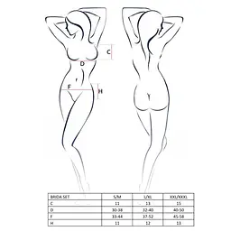 Комплект білизни Passion Exclusive BRIDA SET OpenBra 2XL/3XL black трусики-танга пояс відкритий ліф - мініатюра 4