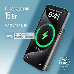 Повербанк Powerbank ColorWay PB-100LPA1BK-WPDD 10000mAh 15W MagSafe (USB-C PD 20W) Black - мініатюра 7