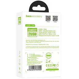 Мережевий зарядний пристрій 2USB Hoco C59A 2.1A White + USB Cable iPhone 8 - мініатюра 3