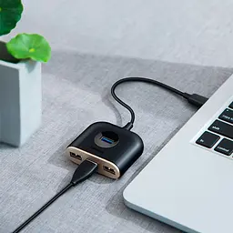 USB-хаб Baseus Square Round Box 4-Port USB-A Black 1м (CAHUB-AY01) [77938] - мініатюра 8