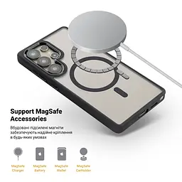 Чехол Samsung Galaxy S25 Ultra 5G, Unit MagSafe, черный, прозрачный, магсейф, противоударный, магнитный, панель-накладка с поддержкой MagSafe, с поддержкой беспроводной зарядки, TPU+PC, защита всего корпуса, ударопрочный, ArmorStandart (ARM82265) - мініатюра 4