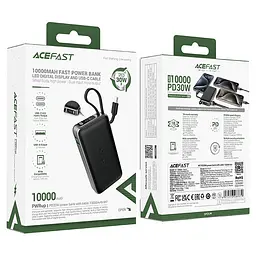 Зовнішній аккумулятор ACEFAST M7 PD30W power bank with cable 10000mAh, чорний - мініатюра 3