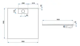 Душовий піддон Rea Bazalt 90x90 white REA-K3303, Білий - мініатюра 6