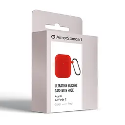 Силіконовий чохол для навушників Apple AirPods 2, Hang Case, червоний, ультратонкий захисний кейс товщиною 2 мм, захист від подряпин, пилу та ударів, компактний, з карабіном для кріплення, ArmorStandart (ARM59691) - мініатюра 3