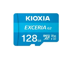 Карта пам'яті microSDXC, 128Gb, Kioxia Exceria G2, Class 10 UHS-I U3 V30 A1, SD адаптер, до 100/50 МБ/с (LMEX2L128GG2)