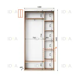 Шафа-купе Idea серія 1 120 x 45 x 240 см Дуб сонома Дзеркало - мініатюра 2