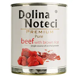 Вологий корм Dolina Noteci Premium Pure для собак схильних до алергії, з яловичиною та коричневим рисом, 800 гр - мініатюра 2