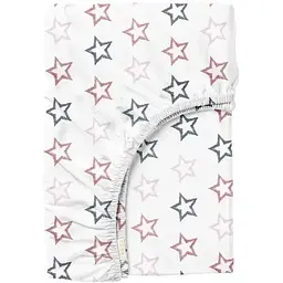 Простирадло Cosas на резинці в дитяче ліжечко 60х120 clear g stars, рожевий (StarsClear_GreyRose_120)