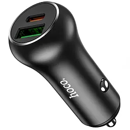Автомобільний зарядний пристрій Hoco Z38 1USB + Type-C QC 3.0 Black