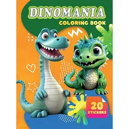Дитяча розмальовка Dinomania Jumbi А06012503, 20 наліпок А4
