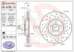 Диск гальмівний передній вентильований Volvo V40, C30, C70 II, S40 II 03-25р Brembo (09.A728.1X) - мініатюра 3