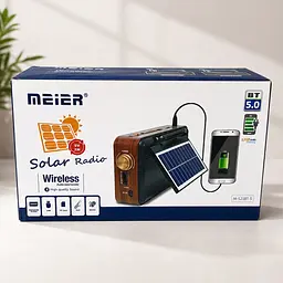 Портативний FM радіоприймач МЕІЕR М-521BT-S FM радіо програвач з флешкою USB на акумуляторі з сонячною батареєю - мініатюра 5