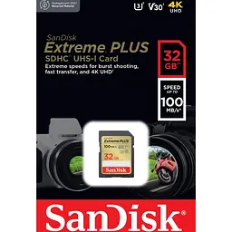 Карта пам'яті Sandisk 32GB SDHC Extreme PLUS Memory Card + 2 years Rescue (SDSDXWT-032G-GNCIN) - мініатюра 2