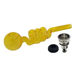 Трубка курильна скляна D&K Спіраль DK-8569A Yellow (16513) - мініатюра 3