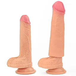 Еластична подовжуюча насадка на член Lovetoy Revolutionary Silicone Nature Extender, +5 см (тілесний) - мініатюра 5