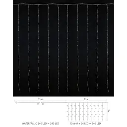 Гірлянда Delux Waterfall С 240LED 2х2 м білий/прозорий IP20 (90018001) - мініатюра 3