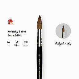 Пензель колонок круглий Raphael Kolinsky Sable, №24, професійний, коротка ручка - мініатюра 2