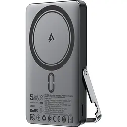 Універсальна мобільна батарея Acefast Magnetic Wireless 5000mAh 18W PD,QC3.0 USB-C In/Out,with holder, ультра тонкий M16 Чорний
