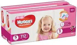 Набір підгузків для дівчаток Huggies Ultra Comfort 5 (12-22 кг), 112 шт. (2 уп. по 56 шт.) - мініатюра 2
