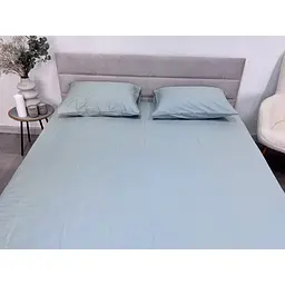Простирадло Ecotton Aqua Grey на резинці сатин 140х200 см сіро-блакитне (24844) - мініатюра 2