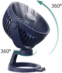 Вентилятор XO MF78 4-inch desktop/bracket adjustable angle fan на акумуляторі 1200 мА·год блакитний - мініатюра 5