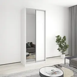 Шафа-купе дводверна MebelStar Стандарт AL ДСП/Дзеркало 100x45x240 см Аляска білий (MBS-3663)