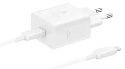 Мережевий зарядний пристрій Samsung 45W Compact Power Adapter (w C to C Cable) EP-T4511XWEGEU Білий (7194664) - мініатюра 3