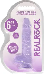 Фалоімітатор RealRock Crystal Clear Dildo Realistic 17 см фіолетовий - мініатюра 2