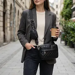 Зручна жіноча сумка крос-боді з монетницею з екошкіри Vintage 22796 чорна - мініатюра 2