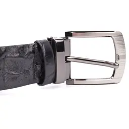 Ремінь чоловічий з натуральної шкіри крокодила чорний CROCODILE LEATHER 18008 120 см - мініатюра 6
