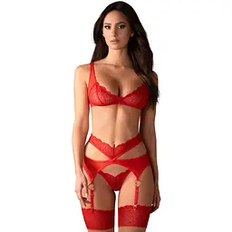 Комплект білизни Obsessive Cupide Desir 2XL/3XL (червоний)