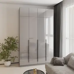 Шафа 4-дверна з антресоллю MebelStar Оскар Gloss BL-B, комплект полиць 160x52x260 см Сіра мишка/Сірий (MBS-5519)