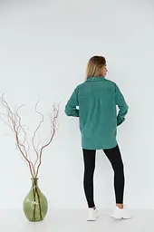 Жіноча сорочка для вагітних стилю oversize з мікровельвету Varna розмір 2XL-3XL Lullababe темно-оливкова - мініатюра 2