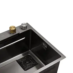Кухонна мийка Kroner KRP Schwarze - SET7545HM PVD (3.0/0.8 мм) CV033382, Чорний - мініатюра 10