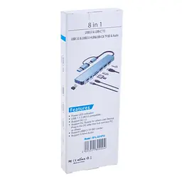 Концентратор Dynamode USB-C/A 8-in-1 1xUSB-C + 1xUSB 3.0 + 3xUSB 2.0 + 3.5mm audio + SD/TF silver (BYL-2218TU) - мініатюра 4