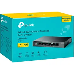 Комутатор TP-Link LiteWave LS106LP 6-Port Fast Ethernet PoE+ Black (LS106LP) - мініатюра 8